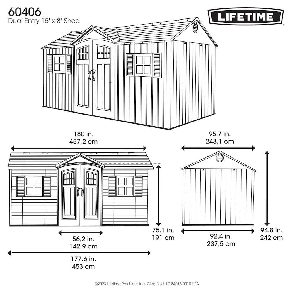 Single Entrance Plastic Shed 15X8