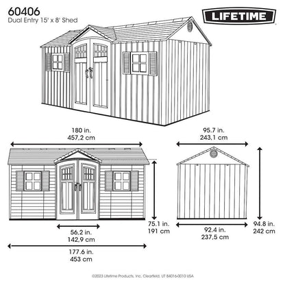 Single Entrance Plastic Shed 15X8